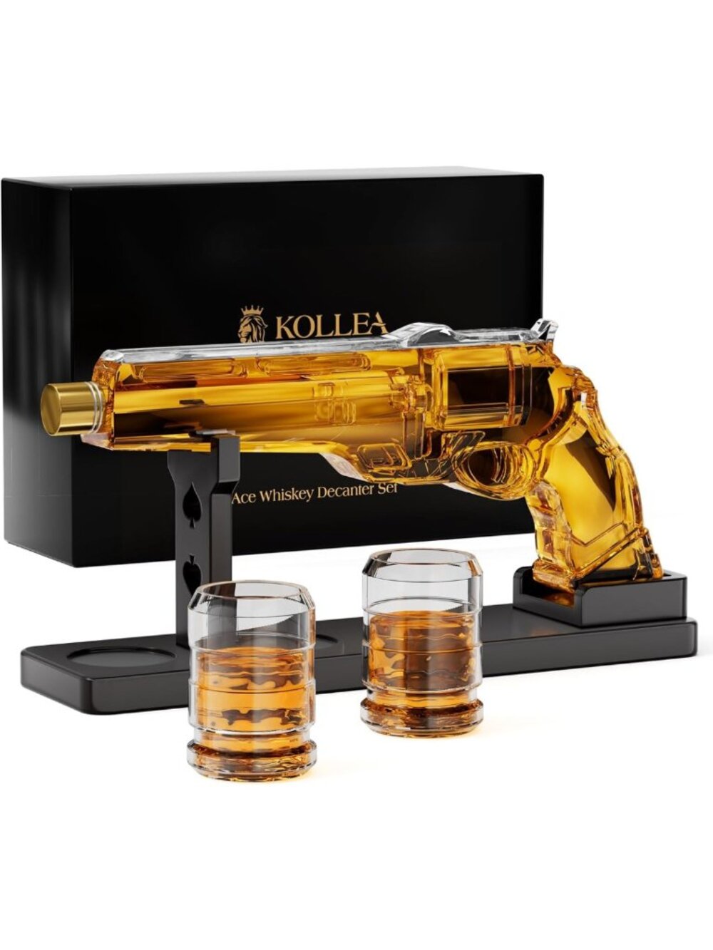 Handcrafted Gun Whiskey Decanter Set with Shot Glasses - Perfect Gift for Men